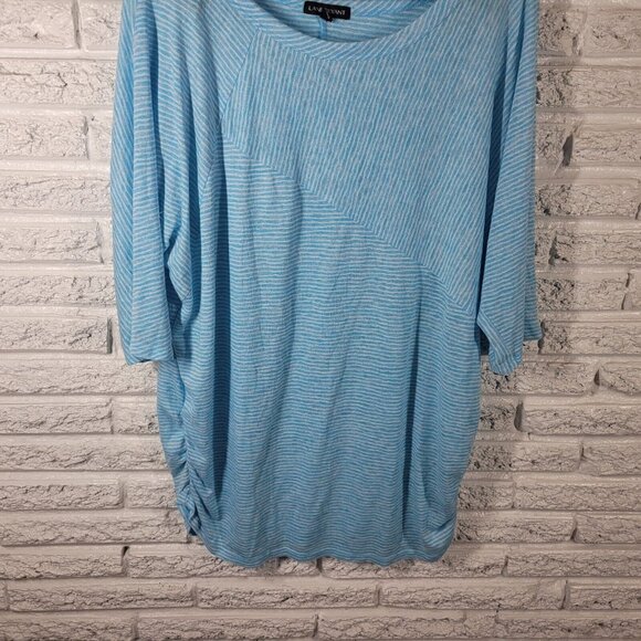 Lane Bryant Womens Top 22 24 Plus Tee Blue White Stripe Lightweight STR187E - Picture 3 of 8